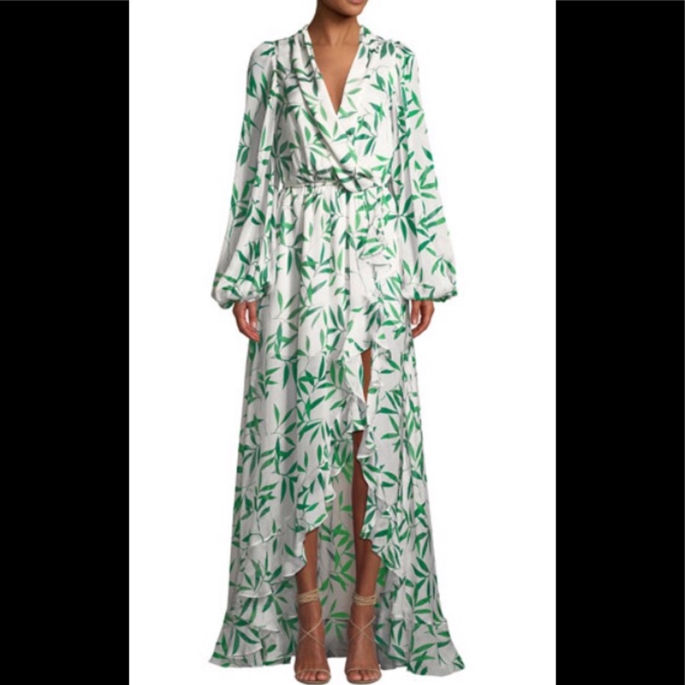 Caroline Constas Green and White High Low Dress